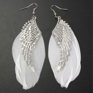 Feather with angel wing earrings